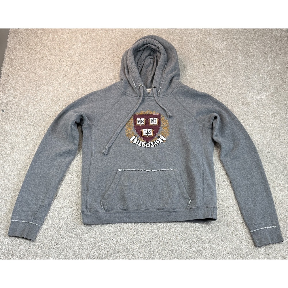 Harvard University Veritas Hoodie League Collegiate LARGE Gray Sweatshirt Womens